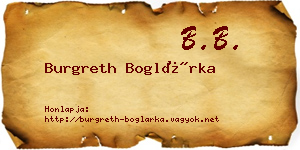 Burgreth Boglárka névjegykártya